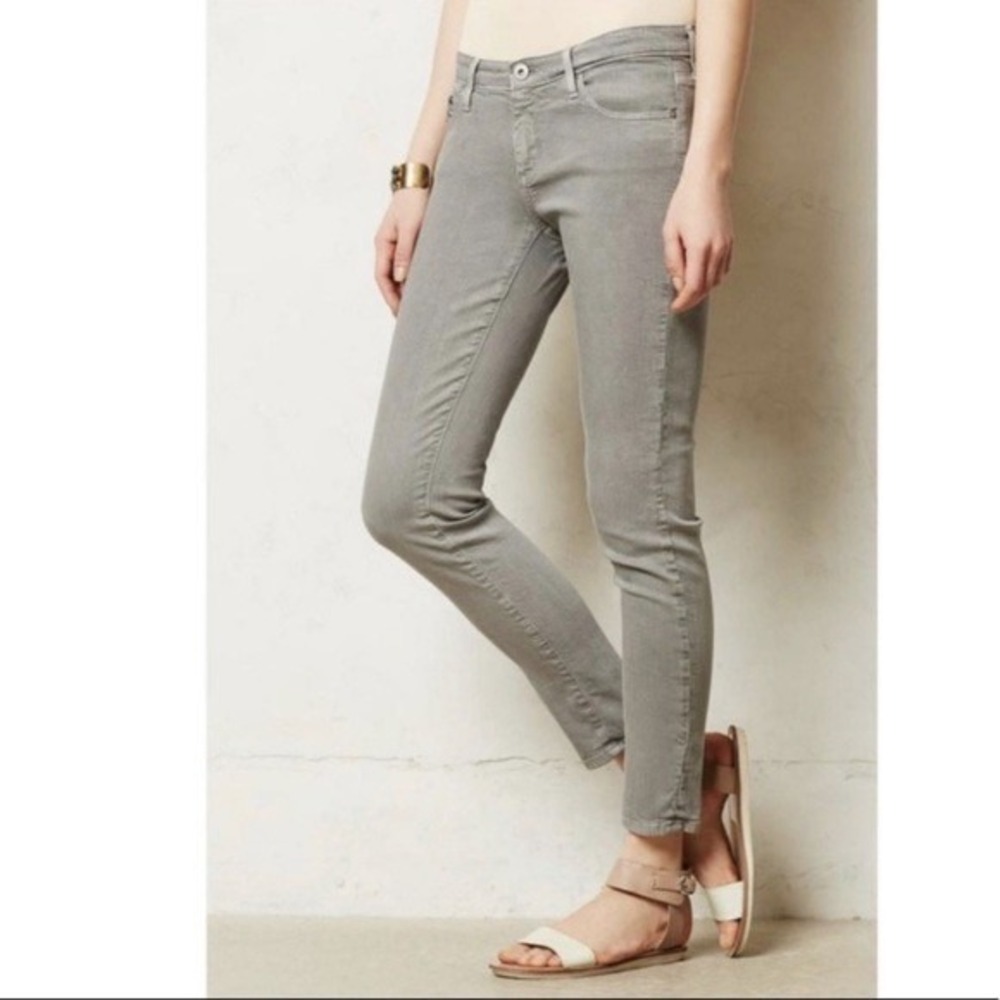 Adriano Goldschmied Stevie Ankle Zip Slim Straight Leg Denim Jean Grey‎ Size 28